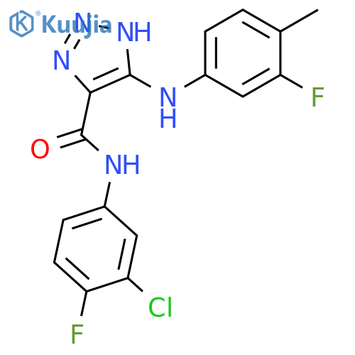 N-(3-chloro-4-fluorophenyl)-5-[(3-fluoro-4-methylphenyl)amino]-1H-1,2,3-triazole-4-carboxamide structure