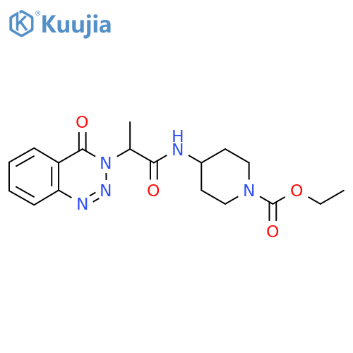 ethyl 4-2-(4-oxo-3,4-dihydro-1,2,3-benzotriazin-3-yl)propanamidopiperidine-1-carboxylate structure