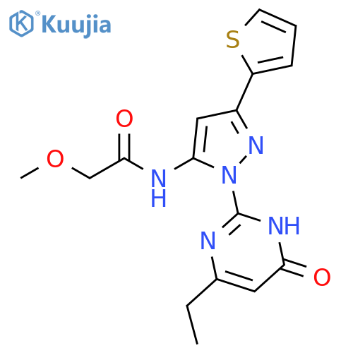 N-1-(4-ethyl-6-oxo-1,6-dihydropyrimidin-2-yl)-3-(thiophen-2-yl)-1H-pyrazol-5-yl-2-methoxyacetamide structure