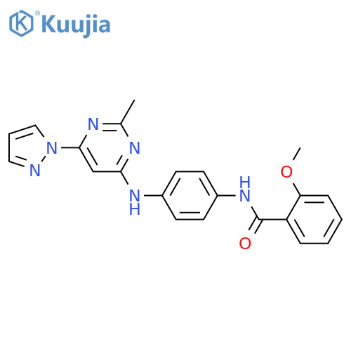 2-methoxy-N-(4-{2-methyl-6-(1H-pyrazol-1-yl)pyrimidin-4-ylamino}phenyl)benzamide structure