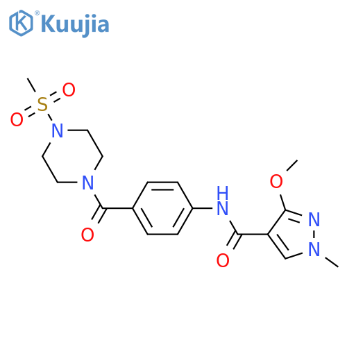 N-4-(4-methanesulfonylpiperazine-1-carbonyl)phenyl-3-methoxy-1-methyl-1H-pyrazole-4-carboxamide structure