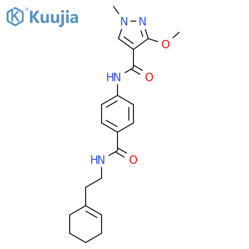 N-(4-{2-(cyclohex-1-en-1-yl)ethylcarbamoyl}phenyl)-3-methoxy-1-methyl-1H-pyrazole-4-carboxamide structure