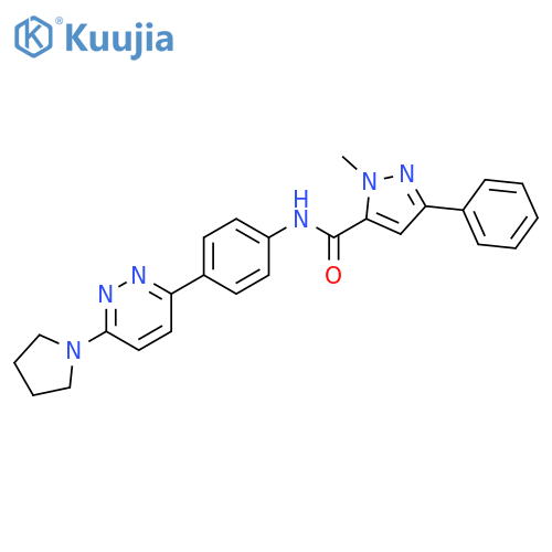 1-methyl-3-phenyl-N-{4-[6-(pyrrolidin-1-yl)pyridazin-3-yl]phenyl}-1H-pyrazole-5-carboxamide structure