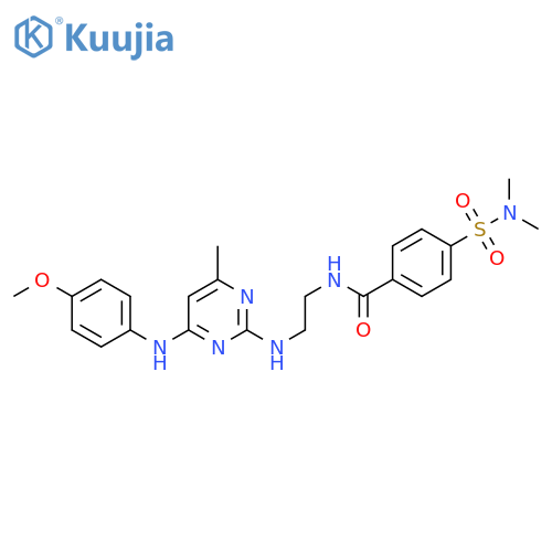 4-(dimethylsulfamoyl)-N-2-({4-(4-methoxyphenyl)amino-6-methylpyrimidin-2-yl}amino)ethylbenzamide structure