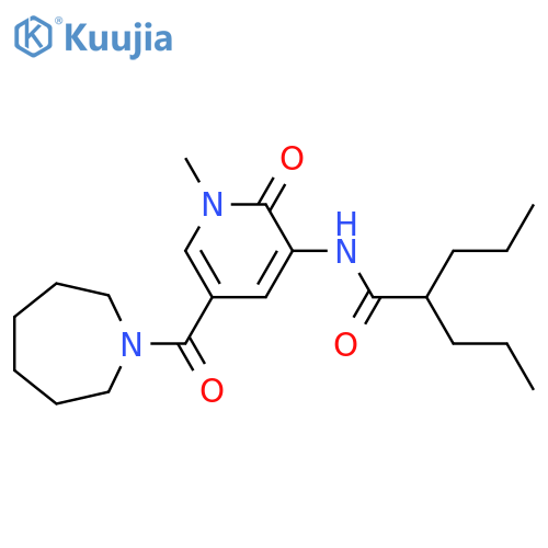 N-[5-(azepane-1-carbonyl)-1-methyl-2-oxo-1,2-dihydropyridin-3-yl]-2-propylpentanamide structure