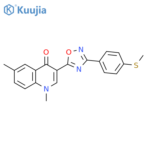 1,6-dimethyl-3-{3-[4-(methylsulfanyl)phenyl]-1,2,4-oxadiazol-5-yl}-1,4-dihydroquinolin-4-one structure