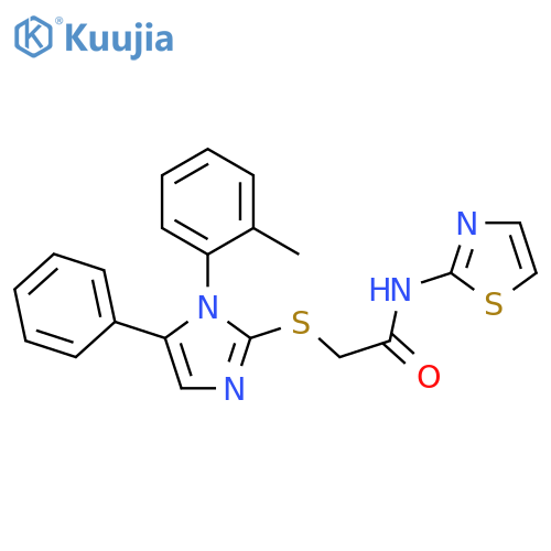 2-{[1-(2-methylphenyl)-5-phenyl-1H-imidazol-2-yl]sulfanyl}-N-(1,3-thiazol-2-yl)acetamide structure