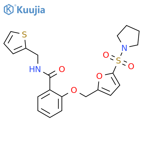 2-{5-(pyrrolidine-1-sulfonyl)furan-2-ylmethoxy}-N-(thiophen-2-yl)methylbenzamide structure