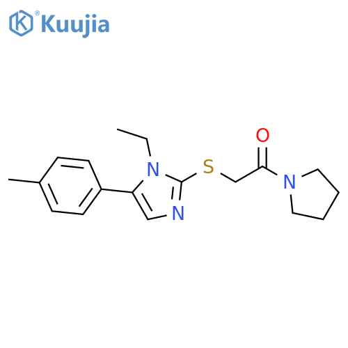 2-{[1-ethyl-5-(4-methylphenyl)-1H-imidazol-2-yl]sulfanyl}-1-(pyrrolidin-1-yl)ethan-1-one structure