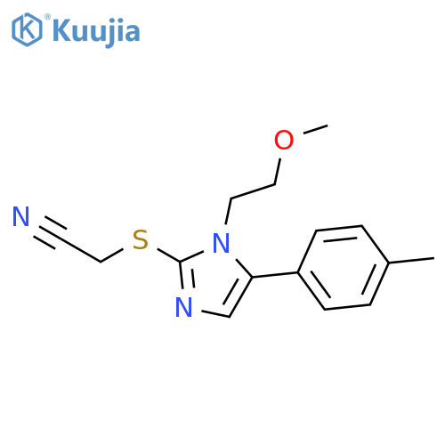 2-{[1-(2-methoxyethyl)-5-(4-methylphenyl)-1H-imidazol-2-yl]sulfanyl}acetonitrile structure