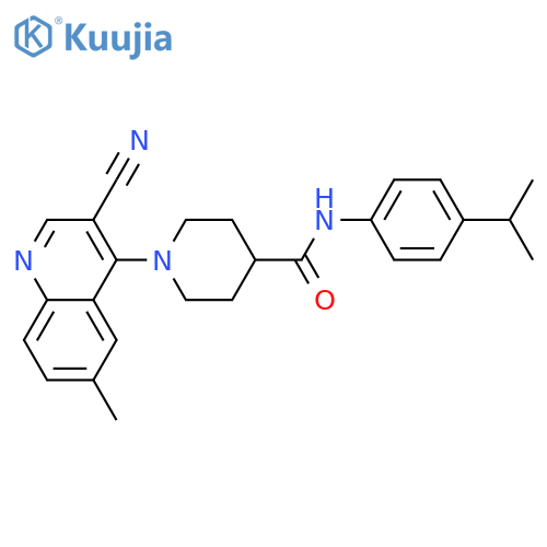1-(3-cyano-6-methylquinolin-4-yl)-N-[4-(propan-2-yl)phenyl]piperidine-4-carboxamide structure
