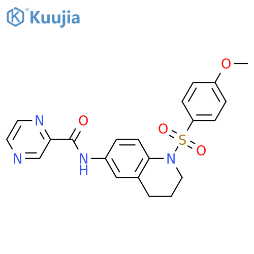 N-1-(4-methoxybenzenesulfonyl)-1,2,3,4-tetrahydroquinolin-6-ylpyrazine-2-carboxamide structure