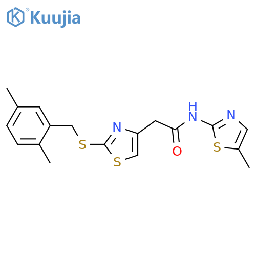 2-(2-{[(2,5-dimethylphenyl)methyl]sulfanyl}-1,3-thiazol-4-yl)-N-(5-methyl-1,3-thiazol-2-yl)acetamide structure