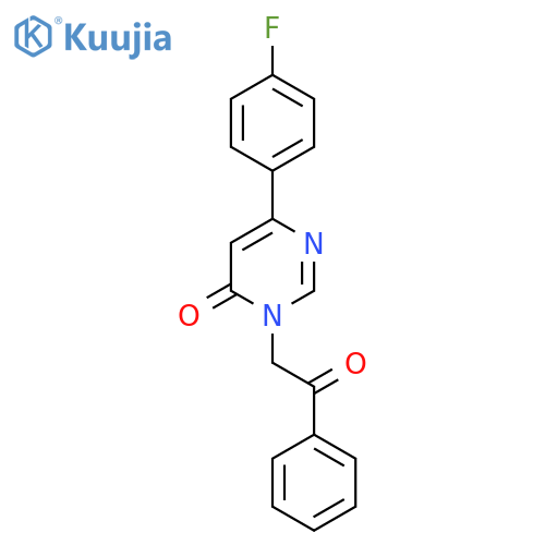 6-(4-fluorophenyl)-3-(2-oxo-2-phenylethyl)-3,4-dihydropyrimidin-4-one structure