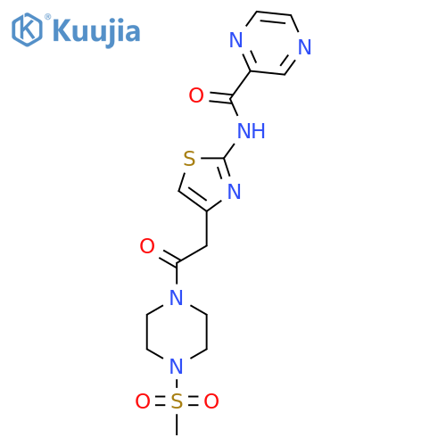 N-{4-2-(4-methanesulfonylpiperazin-1-yl)-2-oxoethyl-1,3-thiazol-2-yl}pyrazine-2-carboxamide structure