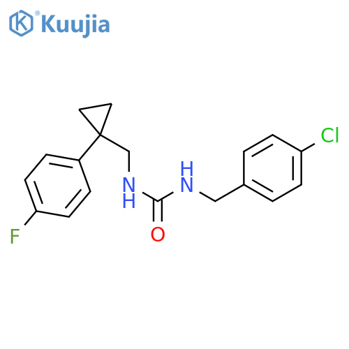 1-(4-chlorophenyl)methyl-3-{1-(4-fluorophenyl)cyclopropylmethyl}urea structure