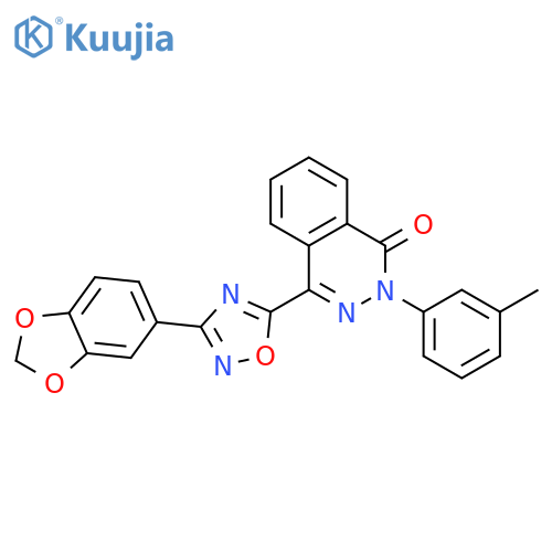 4-[3-(2H-1,3-benzodioxol-5-yl)-1,2,4-oxadiazol-5-yl]-2-(3-methylphenyl)-1,2-dihydrophthalazin-1-one structure