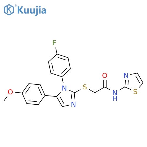 2-{[1-(4-fluorophenyl)-5-(4-methoxyphenyl)-1H-imidazol-2-yl]sulfanyl}-N-(1,3-thiazol-2-yl)acetamide structure