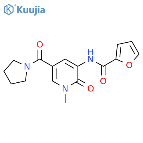 N-[1-methyl-2-oxo-5-(pyrrolidine-1-carbonyl)-1,2-dihydropyridin-3-yl]furan-2-carboxamide structure