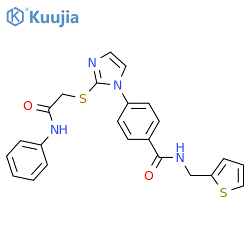 4-(2-{[(phenylcarbamoyl)methyl]sulfanyl}-1H-imidazol-1-yl)-N-[(thiophen-2-yl)methyl]benzamide structure