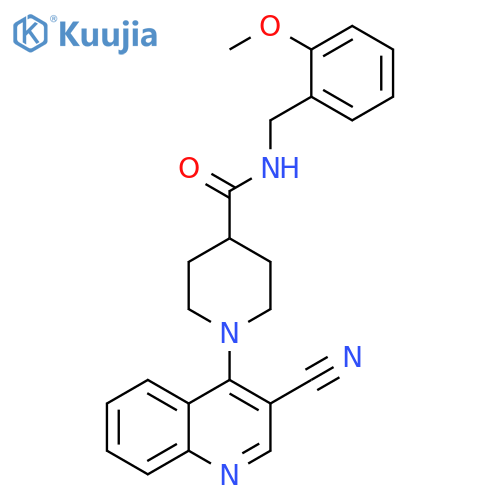 1-(3-cyanoquinolin-4-yl)-N-[(2-methoxyphenyl)methyl]piperidine-4-carboxamide structure