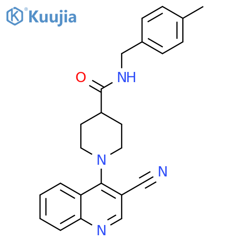 1-(3-cyanoquinolin-4-yl)-N-[(4-methylphenyl)methyl]piperidine-4-carboxamide structure