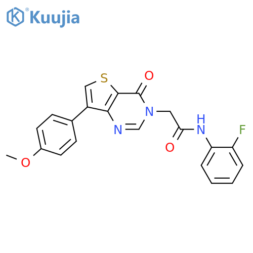 N-(2-fluorophenyl)-2-[7-(4-methoxyphenyl)-4-oxothieno[3,2-d]pyrimidin-3-yl]acetamide structure