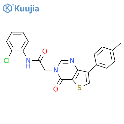 N-(2-chlorophenyl)-2-[7-(4-methylphenyl)-4-oxo-3H,4H-thieno[3,2-d]pyrimidin-3-yl]acetamide structure