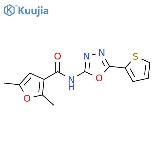 2,5-dimethyl-N-[5-(thiophen-2-yl)-1,3,4-oxadiazol-2-yl]furan-3-carboxamide structure