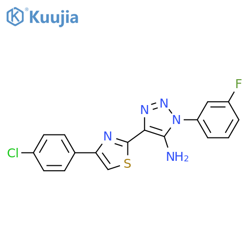 4-[4-(4-chlorophenyl)-1,3-thiazol-2-yl]-1-(3-fluorophenyl)-1H-1,2,3-triazol-5-amine structure