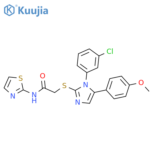 2-{[1-(3-chlorophenyl)-5-(4-methoxyphenyl)-1H-imidazol-2-yl]sulfanyl}-N-(1,3-thiazol-2-yl)acetamide structure