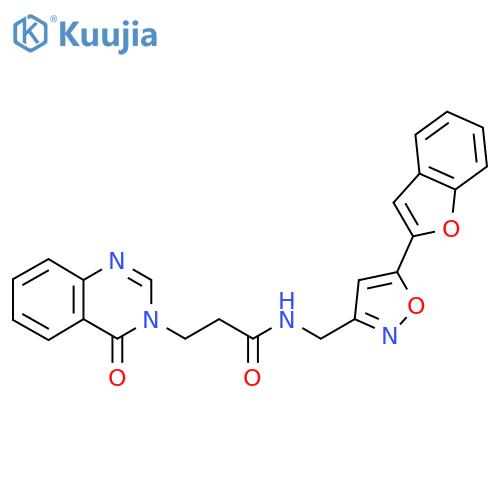 N-{5-(1-benzofuran-2-yl)-1,2-oxazol-3-ylmethyl}-3-(4-oxo-3,4-dihydroquinazolin-3-yl)propanamide structure