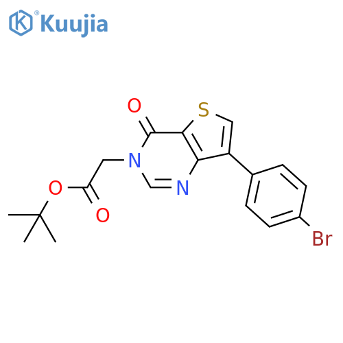 tert-butyl 2-[7-(4-bromophenyl)-4-oxo-3H,4H-thieno[3,2-d]pyrimidin-3-yl]acetate structure