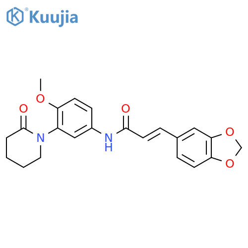 (2E)-3-(2H-1,3-benzodioxol-5-yl)-N-4-methoxy-3-(2-oxopiperidin-1-yl)phenylprop-2-enamide structure