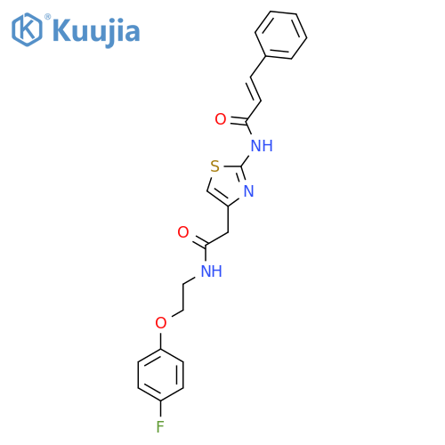(2E)-N-4-({2-(4-fluorophenoxy)ethylcarbamoyl}methyl)-1,3-thiazol-2-yl-3-phenylprop-2-enamide structure