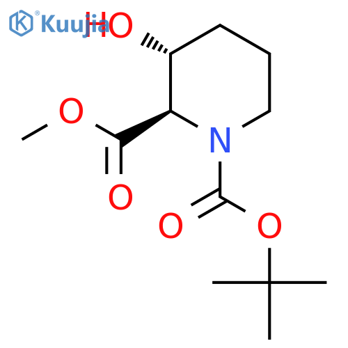 1-tert-butyl 2-methyl (2R,3R)-3-hydroxypiperidine-1,2-dicarboxylate structure