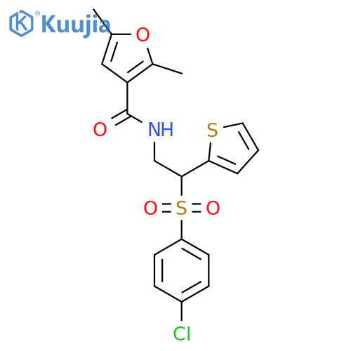 N-2-(4-chlorobenzenesulfonyl)-2-(thiophen-2-yl)ethyl-2,5-dimethylfuran-3-carboxamide structure
