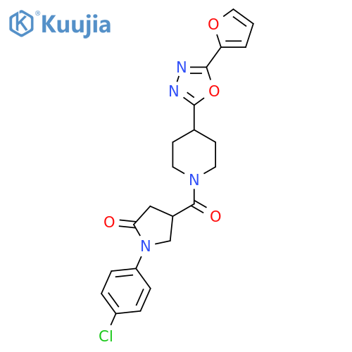 1-(4-chlorophenyl)-4-{4-5-(furan-2-yl)-1,3,4-oxadiazol-2-ylpiperidine-1-carbonyl}pyrrolidin-2-one structure
