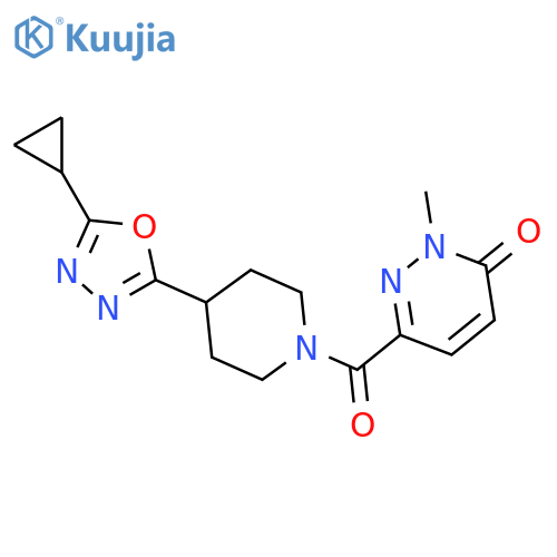 6-4-(5-cyclopropyl-1,3,4-oxadiazol-2-yl)piperidine-1-carbonyl-2-methyl-2,3-dihydropyridazin-3-one structure
