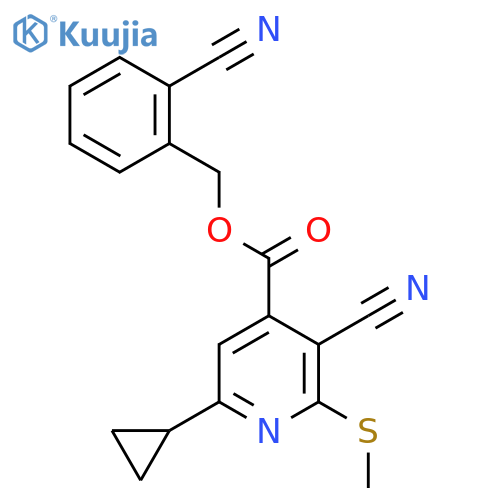 (2-Cyanophenyl)methyl 3-cyano-6-cyclopropyl-2-(methylsulfanyl)pyridine-4-carboxylate structure