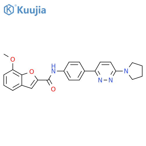 7-methoxy-N-{4-[6-(pyrrolidin-1-yl)pyridazin-3-yl]phenyl}-1-benzofuran-2-carboxamide structure