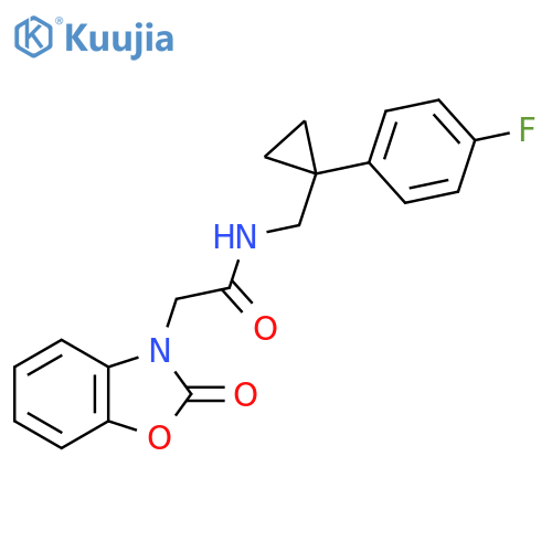N-{1-(4-fluorophenyl)cyclopropylmethyl}-2-(2-oxo-2,3-dihydro-1,3-benzoxazol-3-yl)acetamide structure