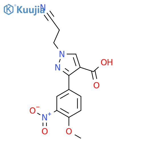 1-(2-Cyanoethyl)-3-(4-methoxy-3-nitrophenyl)-1H-pyrazole-4-carboxylic acid structure