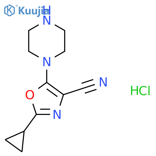 2-Cyclopropyl-5-(piperazin-1-yl)-1,3-oxazole-4-carbonitrile hydrochloride structure