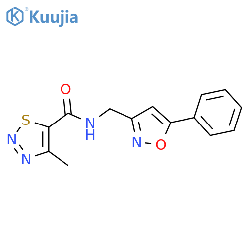 4-methyl-N-(5-phenyl-1,2-oxazol-3-yl)methyl-1,2,3-thiadiazole-5-carboxamide structure