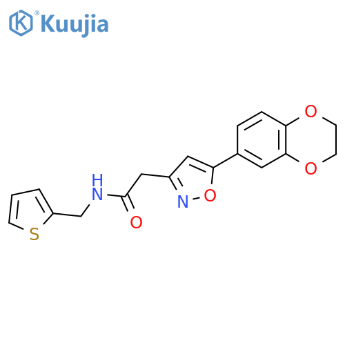2-5-(2,3-dihydro-1,4-benzodioxin-6-yl)-1,2-oxazol-3-yl-N-(thiophen-2-yl)methylacetamide structure