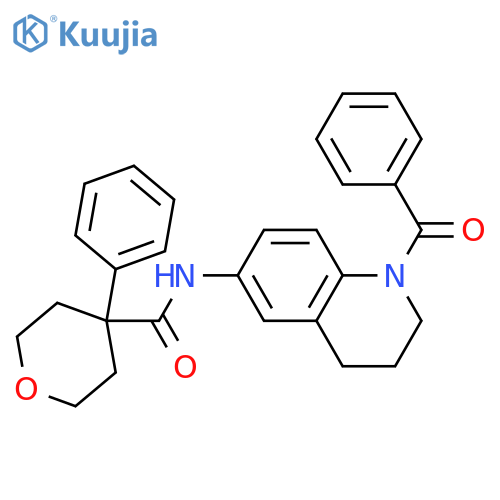 N-(1-benzoyl-1,2,3,4-tetrahydroquinolin-6-yl)-4-phenyloxane-4-carboxamide structure