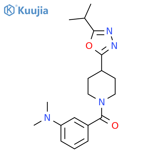 N,N-dimethyl-3-{4-5-(propan-2-yl)-1,3,4-oxadiazol-2-ylpiperidine-1-carbonyl}aniline structure