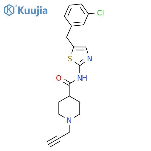 N-[5-[(3-chlorophenyl)methyl]-1,3-thiazol-2-yl]-1-prop-2-ynylpiperidine-4-carboxamide structure
