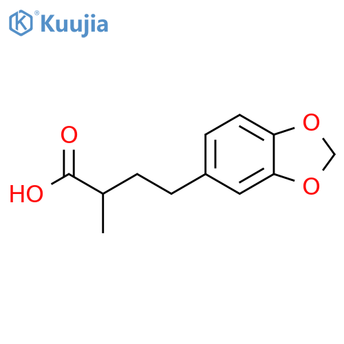 4-(1,3-dioxaindan-5-yl)-2-methylbutanoic acid structure